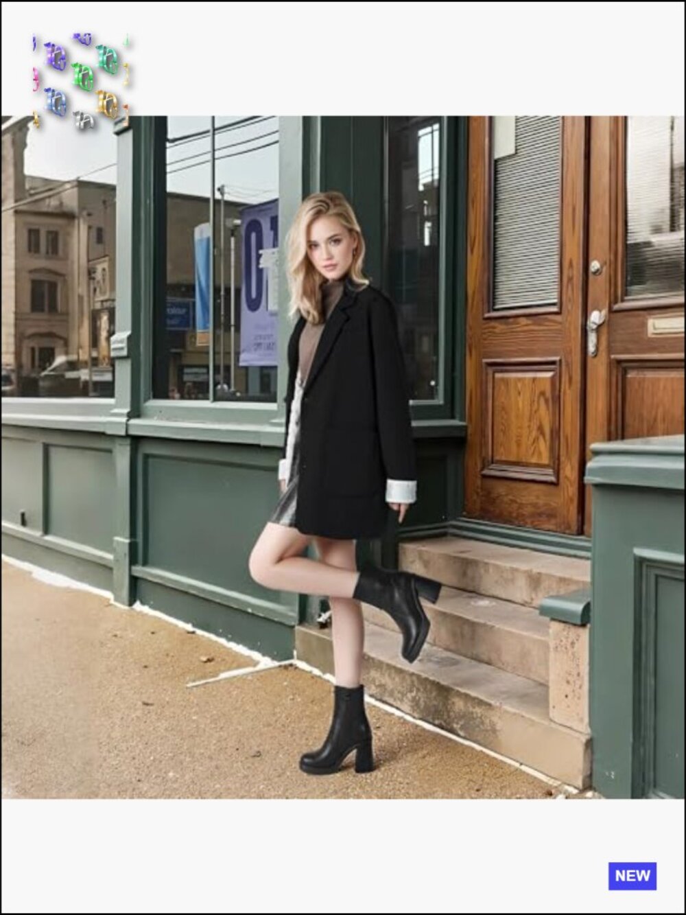 Platform Gogo Ankle Boots Square Toe Chunky Block Heel Zipper Side - Picture 3 of 7